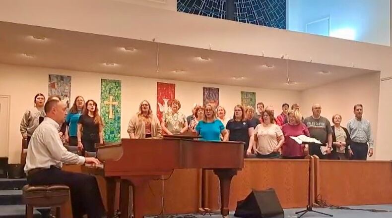 The Middletown Civic Chorus, founded 85th years ago, practicing for the performance of Handel’s “The Messiah” at 3 p.m. at First Christian Church, 4520 Rosedale Road. SUBMITTED