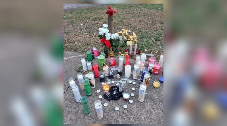 Memorial for Zachariah Wallace, 17, on Casper Street in Middletown. The teen was shot and killed Friday night. NICK GRAHAM/STAFF