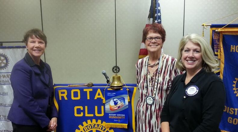 The Rotary Club of Mason/Deerfield Township welcomed Ohio Supreme Court Justice Sharon Kennedy who spoke to the local service club about the Ohio justice system and the growing number of specialty Veterans Treatment Courts. Pictured (from left) are Ohio Supreme Court Justice Sharon Kennedy, Club Program Director Norma Berry, and Rotary Club President DeAnn Hurtado. CONTRIBUTED