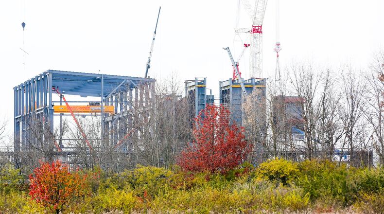 Construction continues at the NTE Energy plant in Middletown. The natural gas-fueled power plant could open in 2018. GREG LYNCH / STAFF