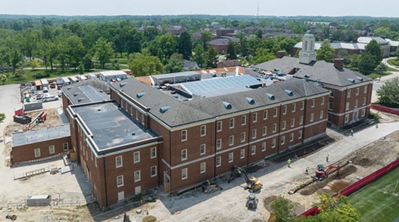 There will be some “closed for construction” signs greeting thousands of students when they return later this month to start the new school year at Miami University’s main Oxford campus.
And one of the school’s busiest buildings – Bachelor Hall – will remain closed, said Miami officials, as it enters the last year of its $72 million renovation. (Provided)