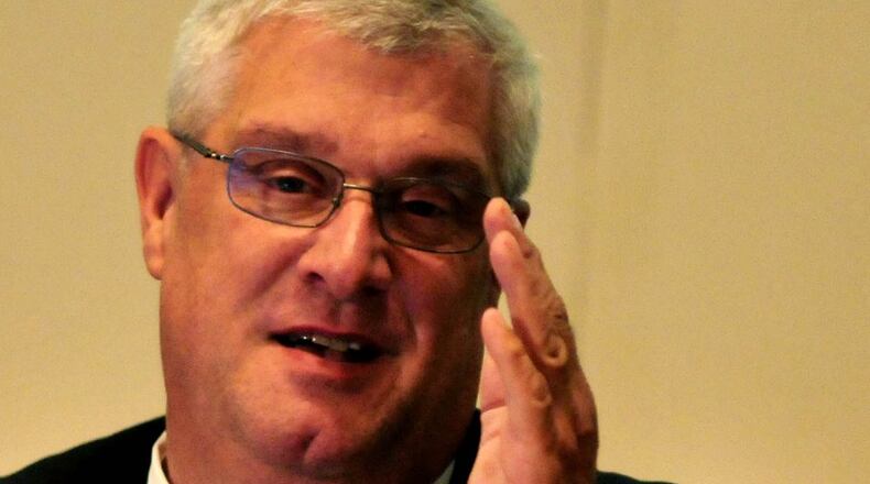 Middletown Fourth Ward council member Dan Picard(cq) explains why he thinks the city should eliminate a residency rule for people sitting on governing boards for the city during council’s regular meeting on Tuesday, Oct. 5. Photo by David A. Moodie, contributing photographer