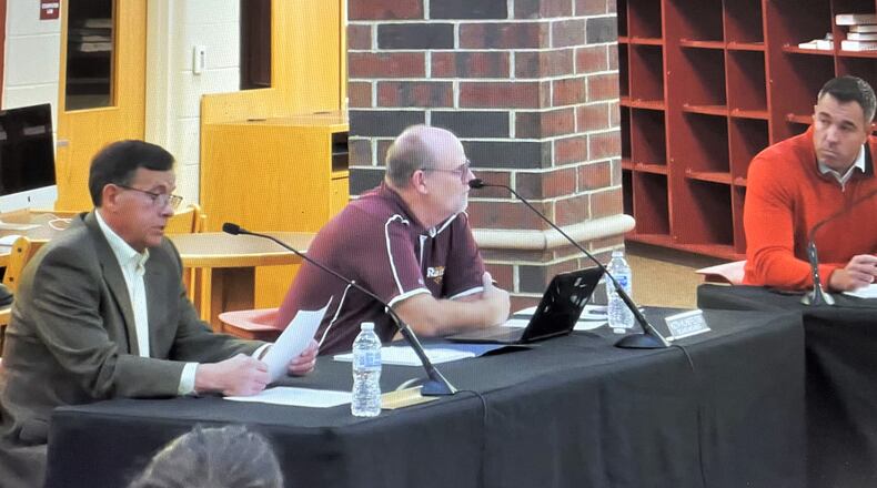 There is a new to help the needy in the Ross community as the head of the area’s first community charitable organization used a recent local school board meeting to reach out to the public. Formed in July, officials from the Ross Community Foundation (RCF) used the Ross school board’s last meeting of 2022 at Ross High School to spread the word about the new non-profit’s work and its need for financial donors. Pictured is foundation official Dana Mehl, left, speaking to the school board. (Photo By Michael D. Clark\Journal-News)