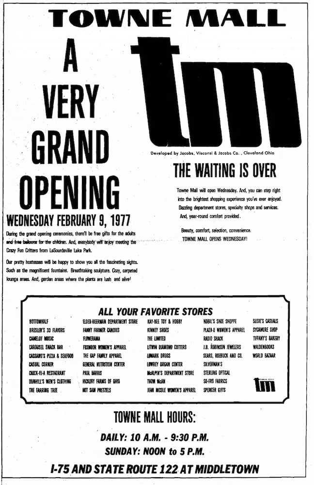 Towne Mall 1977 grand opening