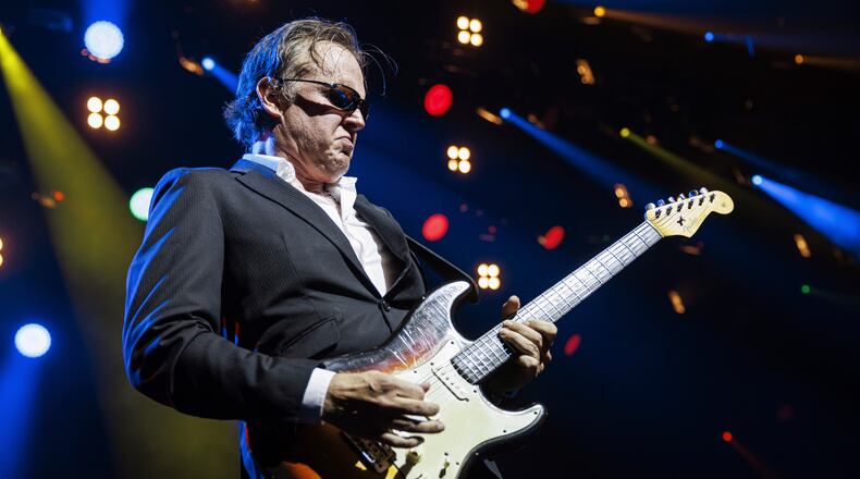 Blues rock guitarist, singer and songwriter Joe Bonamassa from the U.S. performs on the Auditorium Stravinski stage during the 57th Montreux Jazz Festival (MJF), in Montreux, Switzerland, Friday, July 14, 2023. (Valentin Flauraud/Keystone via AP)