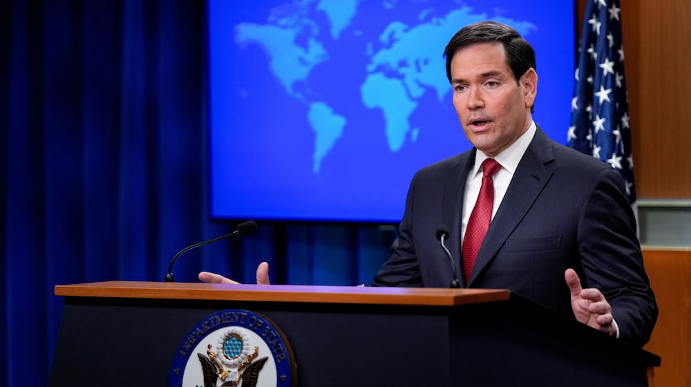 Secretary of State Marco Rubio speaks during a news conference at the State Department, Friday, Dec. 19, 2025, in Washington. (AP Photo/Julia Demaree Nikhinson)