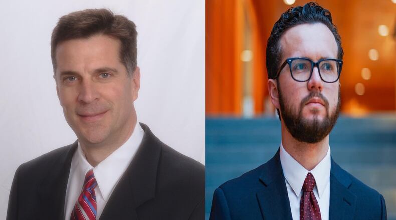 State Rep. Paul Zeltwanger, at left, is being challenged by Morgan Showen, at right, in House District 54.