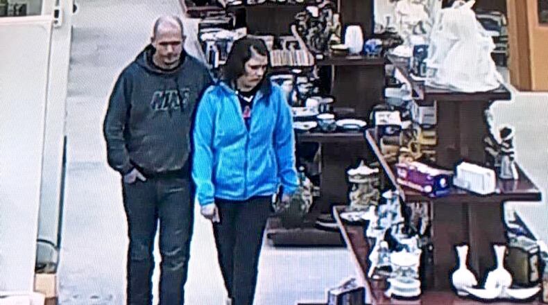 West Chester police are asking the public to help identify a man and a woman who are suspected for allegedly stealing jewelry last month from the West Chester Antique Center, 4924 Union Centre Pavilion Drive. PROVIDED BY WEST CHESTER POLICE