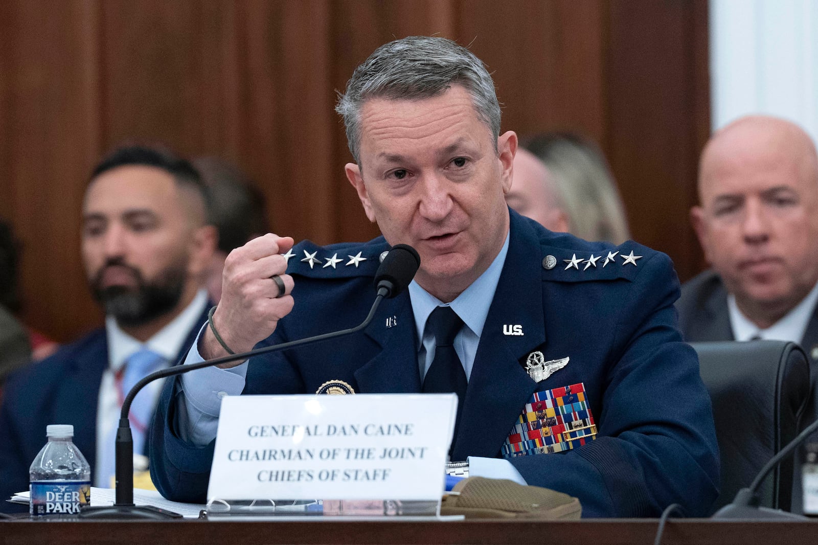 Chairman of the Joint Chiefs of Staff General Dan Caine testifies before the House Committee on Appropriations subcommittee oversight hearing on the Department of Defense, on Capitol Hill in Washington, Tuesday, June 10, 2025. (AP Photo/Jose Luis Magana)