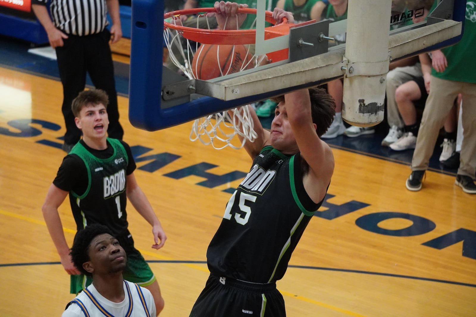 Badin’s Bryson Bowling slams one home against Northwest on Tuesday night. CHRIS VOGT / CONTRIBUTED