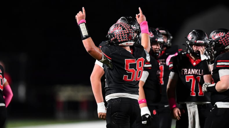 Franklin’s football team has won four games in a row, clinched the Southwestern Buckeye League Southwestern Division title outright and is in the playoff hunt after starting the season 0-5. KYLE HENDRIX / CONTRIBUTED