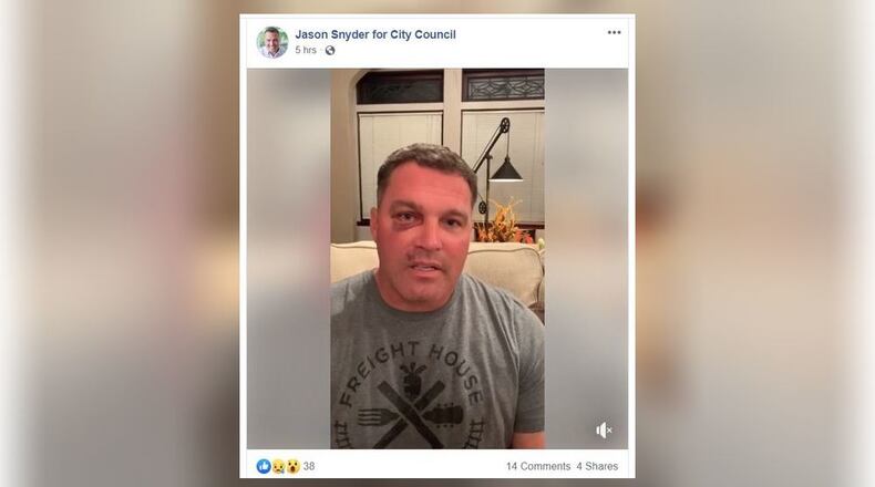 Hamilton City Council candidate Jason Snyder. SCREENSHOT FROM FACEBOOK