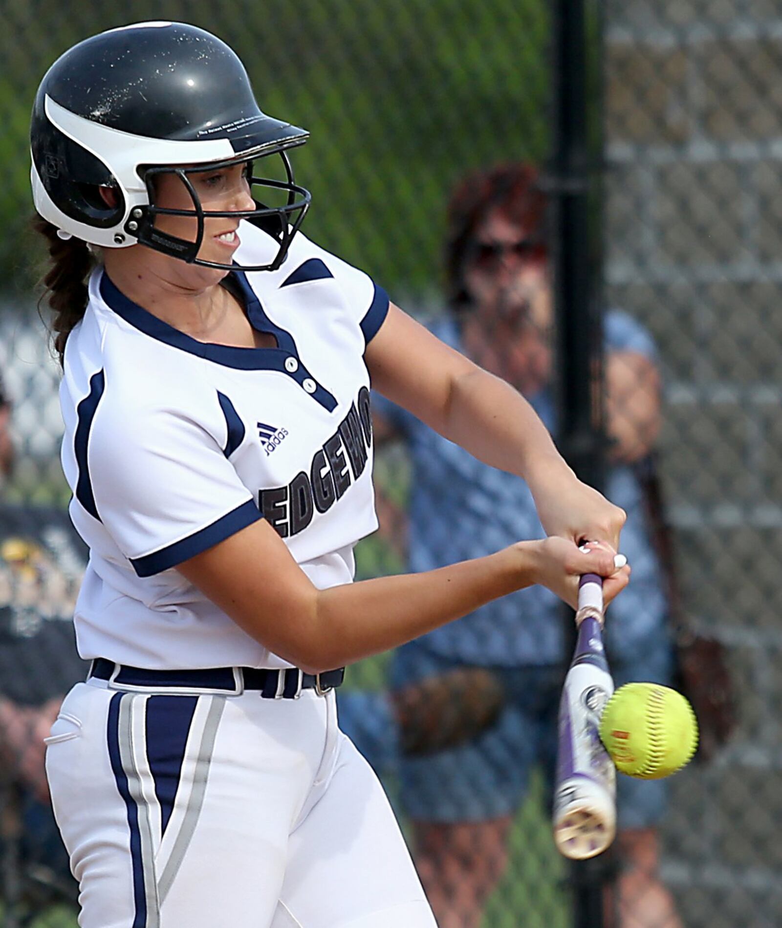 Edgewood’s Madison Asher connects for a home run during Friday’s game against visiting Ross. CONTRIBUTED PHOTO BY E.L. HUBBARD