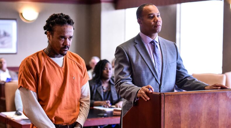 Donald Gazaway, the suspect from a 30-hour standoff in Liberty Twp., appeared for a hearing with his new attorney Lawrence Hawkins III in court on Tuesday, June 26. Gazaway asked for and was granted a new trial date in October. NICK GRAHAM/STAFF