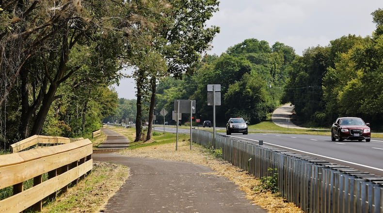 A 1.4-mile stretch of bike path near the Great Miami River has been completed and it links Middletown and Franklin along Ohio 73. NICK GRAHAM/STAFF