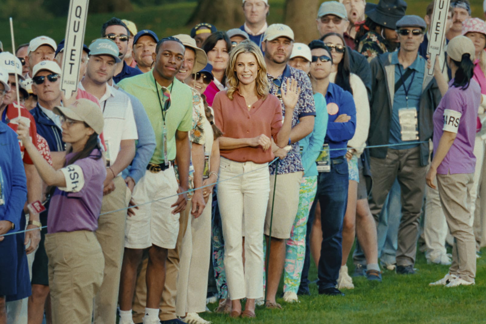 This image released by Netflix shows Julie Bowen in a scene from "Happy Gilmore 2." (Netflix via AP)