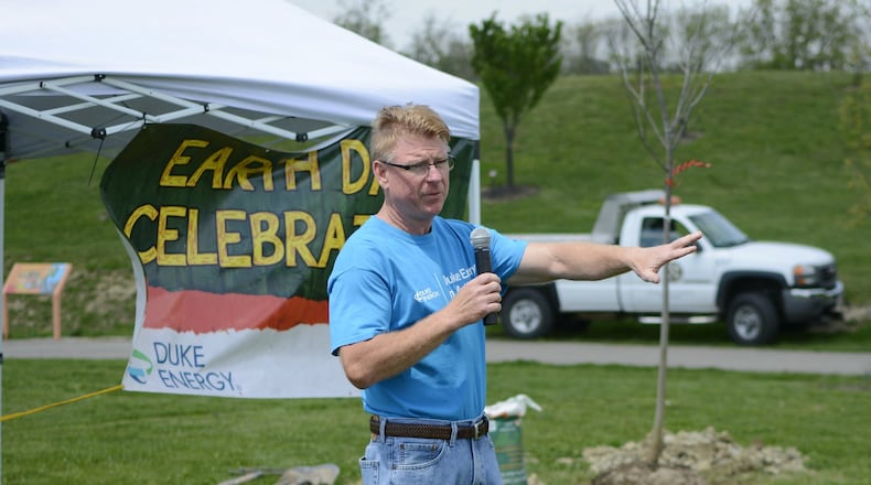 The city celebrated on Thursday, April 20, 2017, a couple days in advance of the 47th Earth Day with its annual tree planting ceremony, which was made possible this year through a grant from Duke Energy. MICHAEL D. PITMAN/STAFF