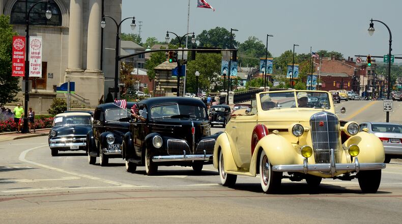 FILE PHOTO: The Jerry E. Moore Memorial Annual Antique & Classic Car Parade is seen in Hamilton in 2018. Pictured is the parade crossing the High Street Bridge. CONTRIBUTED