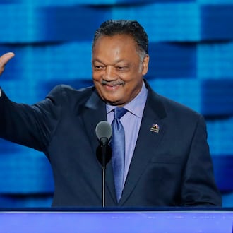 FILE - Rev. Jesse Jackson waves as he steps to the podium during the third day of the Democratic National Convention in Philadelphia, July 27, 2016. (AP Photo/J. Scott Applewhite)
