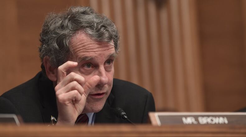 Sen. Sherrod Brown, D-Ohio, during a Senate Banking Committee hearing on Capitol Hill. (AP Photo/Susan Walsh)
