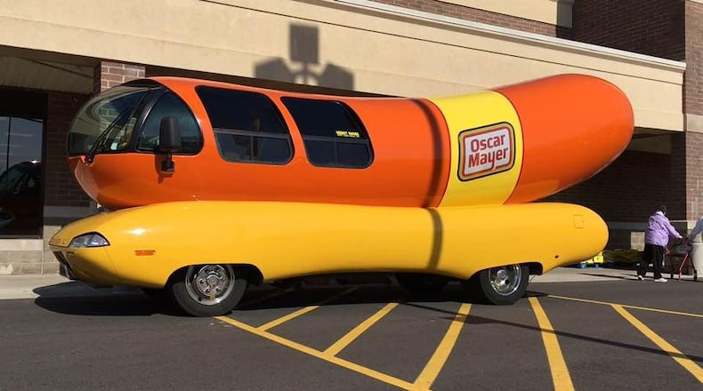 The Planters NUTmobile, Mr. Peanut’s main ride, and the Oscar Mayer Wienermobile, shown here, are both scheduled to appear at the Dayton Off Road & Outdoor Expo this weekend in Wilmington. FILE