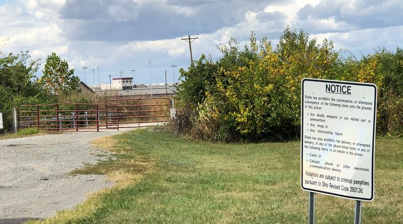 Entrance to farm land previously owned by the state of Ohio for prison farming is being developed for a new logistics center east of the Miami Valley Gaming racino. FILE PHOTO