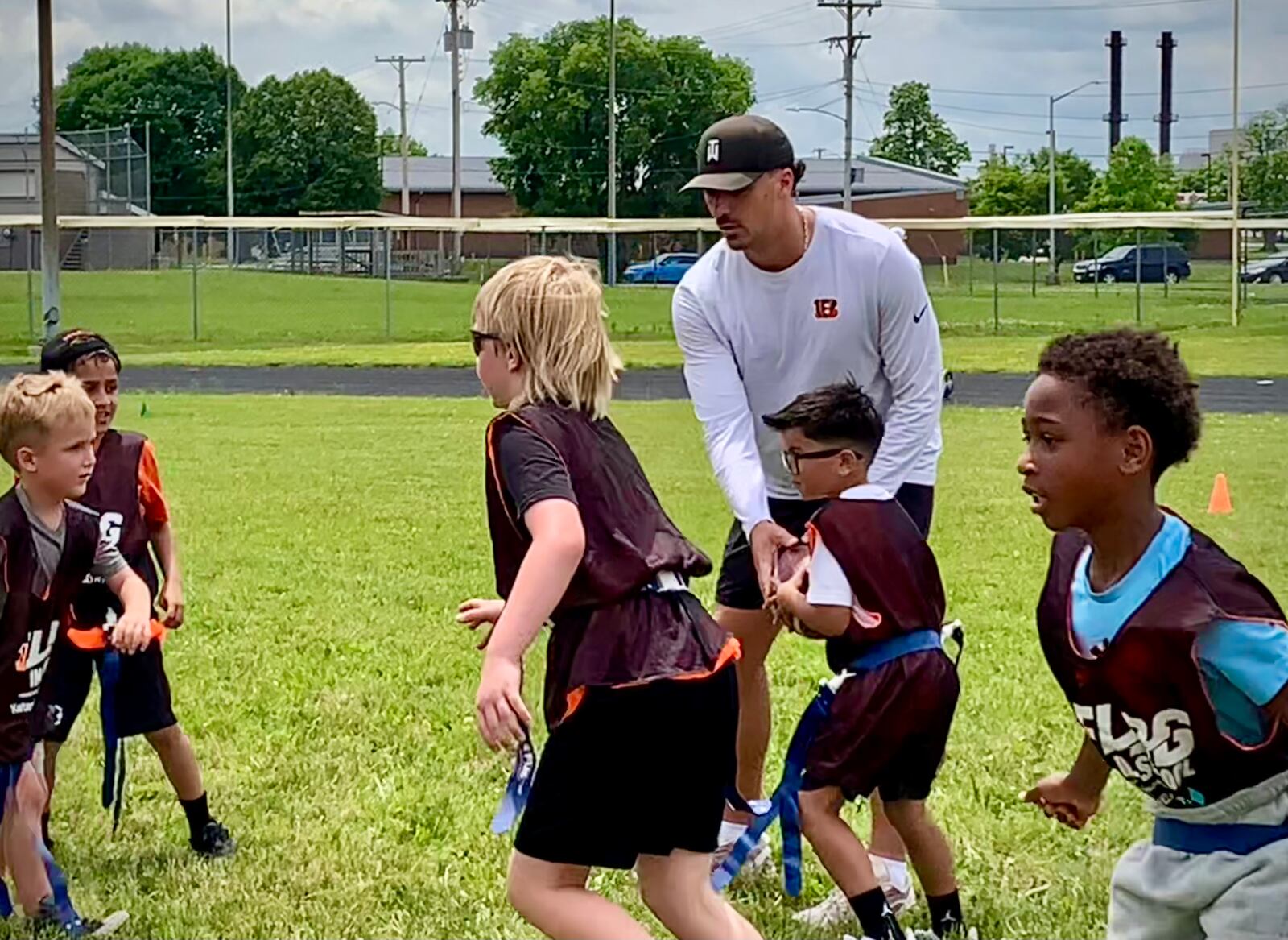 Rookies from the Cincinnati Bengals shared a meal with airmen at Wright Patterson Air Force Base and hosted a football camp for kids on Friday, June 6, 2025. LONDON BISHOP/STAFF