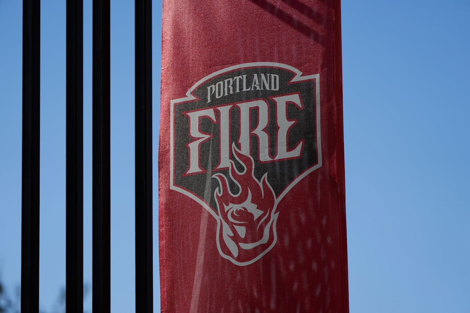 The Portland Fire logo is seen during a launching event for the name of Portland's WNBA basketball franchise outside the Moda Center on Tuesday, July 15, 2025, in Portland, Ore. (AP Photo/Jenny Kane)