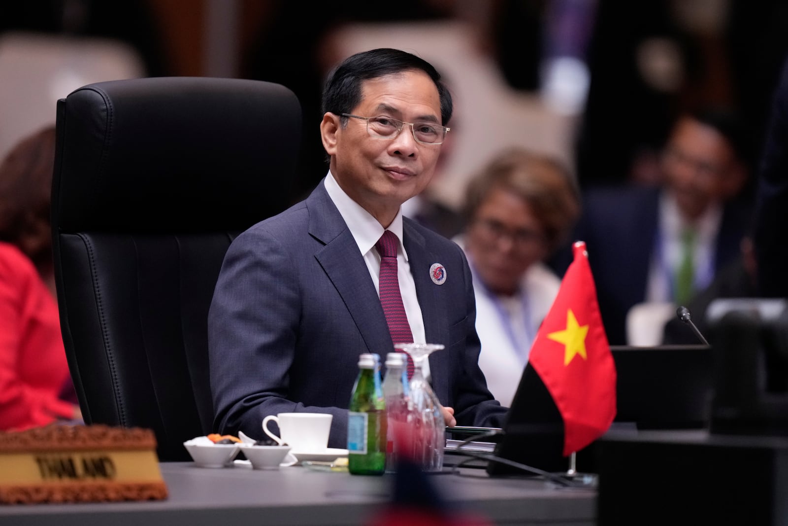 Vietnam's Foreign Minister Bui Thanh Son attends a plenary session of the Association of Southeast Asian Nations (ASEAN) Foreign Ministers' meeting at the Convention Centre in Kuala Lumpur, Malaysia, Wednesday, July 9, 2025. (AP Photo/Vincent Thian)
