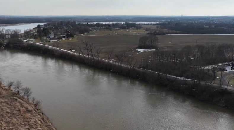 The Great Miami River runs east of the city of Trenton, which could see a 1 million-square-foot data center. The data center would have to use city of Trenton water 100% of the time. NICK GRAHAM/STAFF