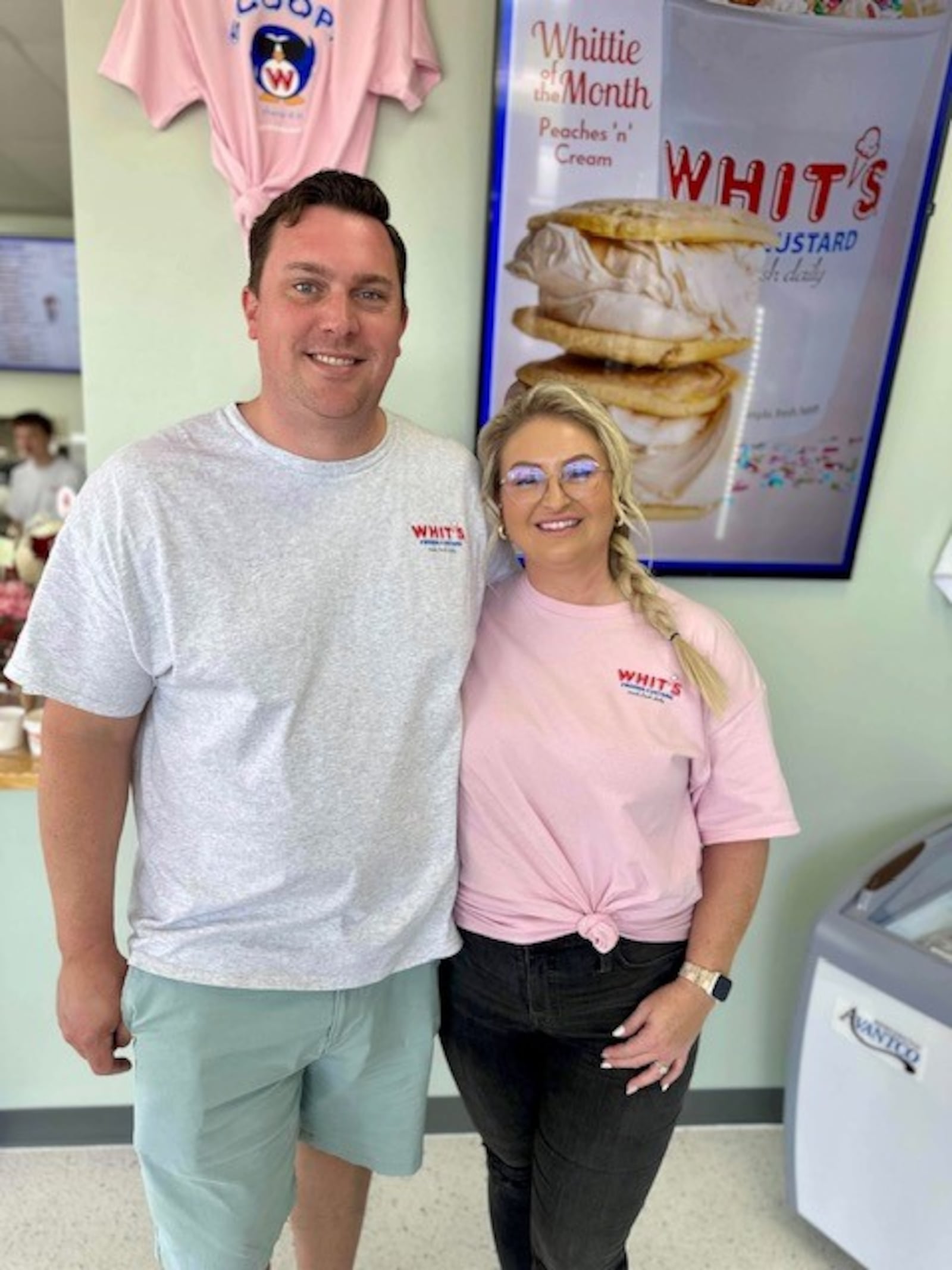 Kyle and Darla Bowman stand inside their Whit's Frozen Custard location that opened last year in Germantown at 2367 Dayton Germantown Pike. The couple plans to open a second location at 300 Central Ave. in Carlisle. CONTRIBUTED