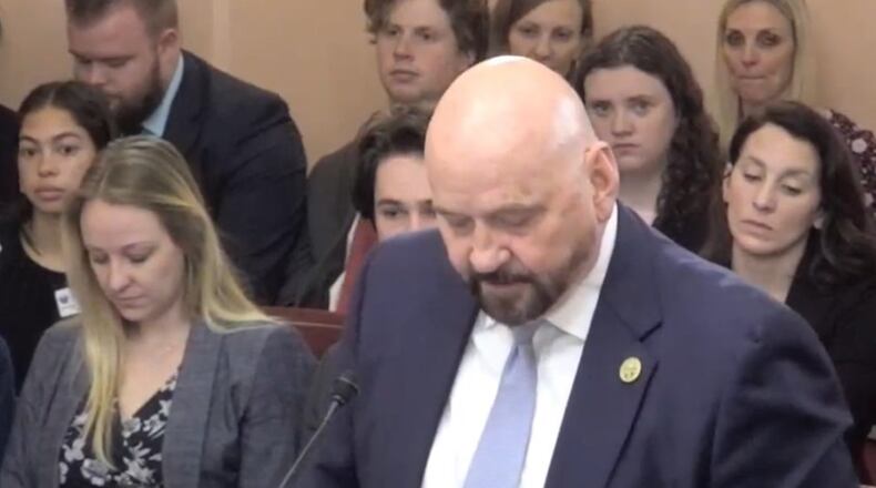 State Rep. Tom Young (R-Washington Twp.), who is sponsoring H.B. 92 with State Rep. Nick Santucci (R-Howland Township), speaks before the House Public Health Policy Committee on Wednesday, May 15, 2024. COURTESY OF THE OHIO CHANNEL
