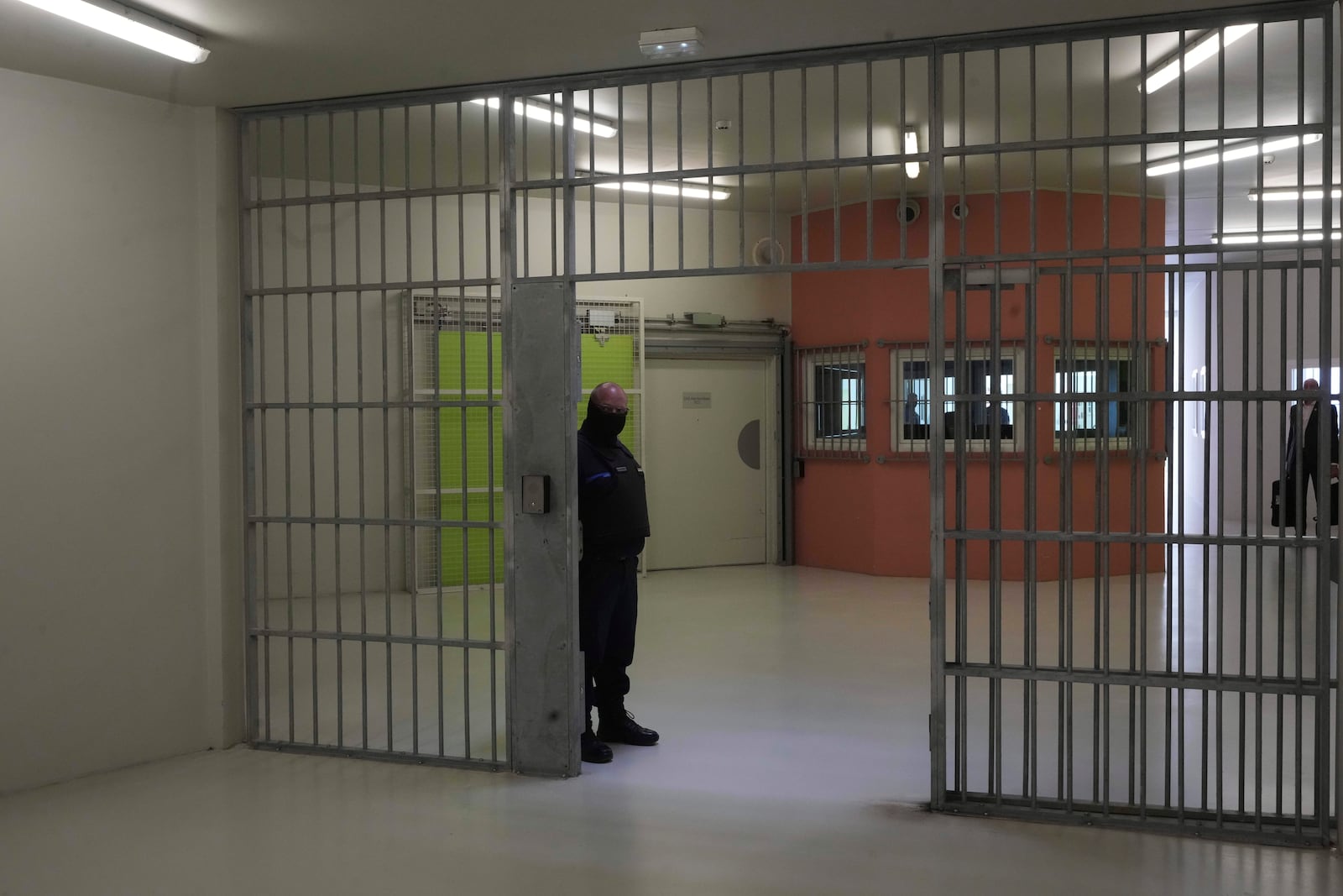 FILE - A guard stands the Vendin-le-Vieil prison, northern France, May 14, 2025. (AP Photo/Michel Euler, Pool, File)