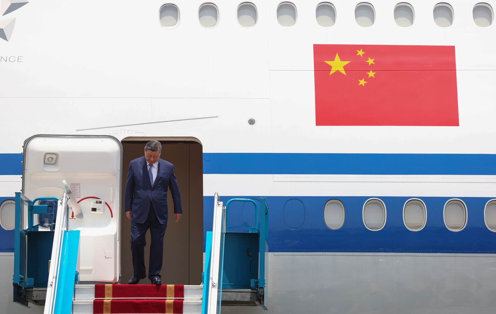 Chinese President Xi Jinping arrives at the Noi Bai International Airport in Hanoi, Vietnam Monday, April 14, 2025. (Athit Perawongmetha/Pool Photo via AP)