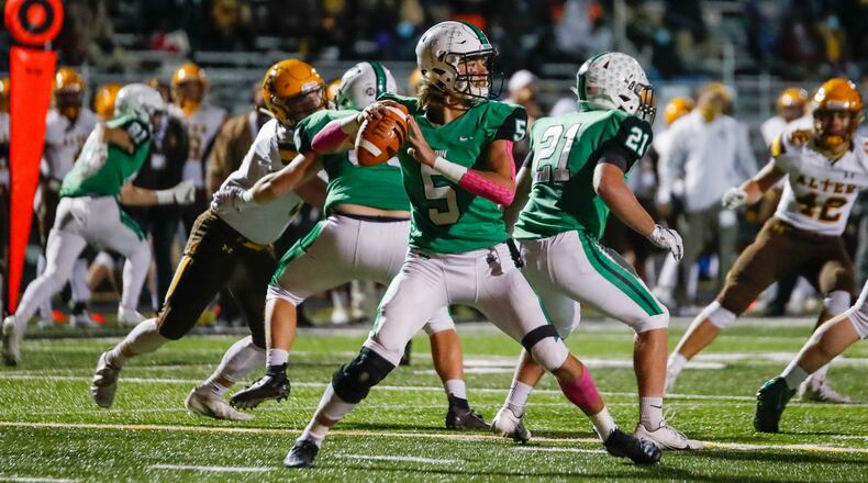 Badin High School quarterback Landyn Vidourek throws a pass during their game against Alter last season. Michael Cooper/CONTRIBUTED