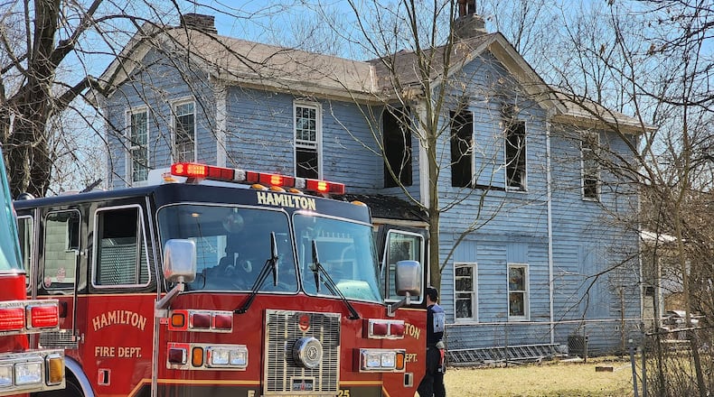 Hamilton fire crews responded on Monday, Feb. 28, 2022, to a structure fire at 611 Ludlow St. NICK GRAHAM/STAFF