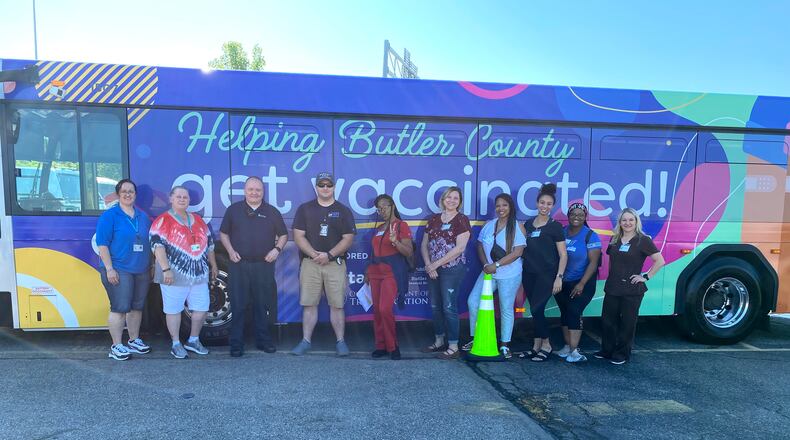 Butler County RTA and the Butler County General Health District have partnered to promote the public to get the COVID-19 vaccine. Since the vaccine has been in circulation, the number of COVID-19 infections have declined, but in recent weeks the number of people getting the shot have also declined. This RTA bus will be used to transport residents around Fairfield High School to the school on Tuesday, June 15, at a pop-up vaccination clinic. PROVIDED