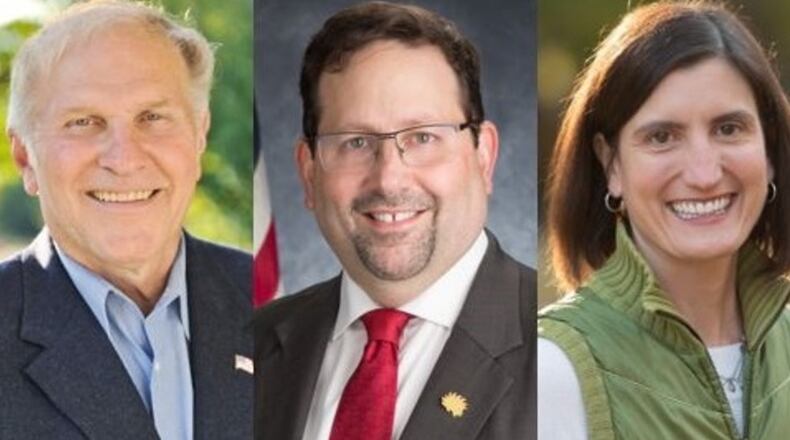 These candidates are running for the 1st Congressional District seat. They are U.S. Rep. Steve Chabot, R-Cincinnati, Libertarian Kevin Kahn and Democrat Kate Schroder.