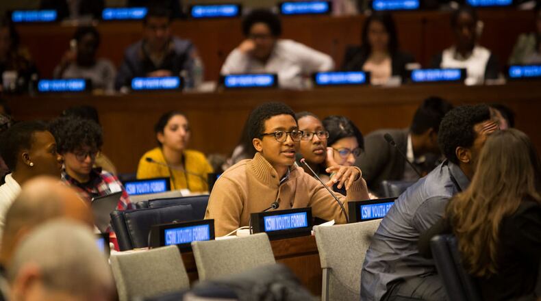 Mason High School rising senior Kaleab Jegol, founder of Education for Ethiopia, attended the United Nations’ Commission on Status of Women Youth Forum this spring, where he spoke on behalf of children being married young. He chose to focus on this issue because of the widespread problem in Amhara, a region of Ethiopia. CONTRIBUTED