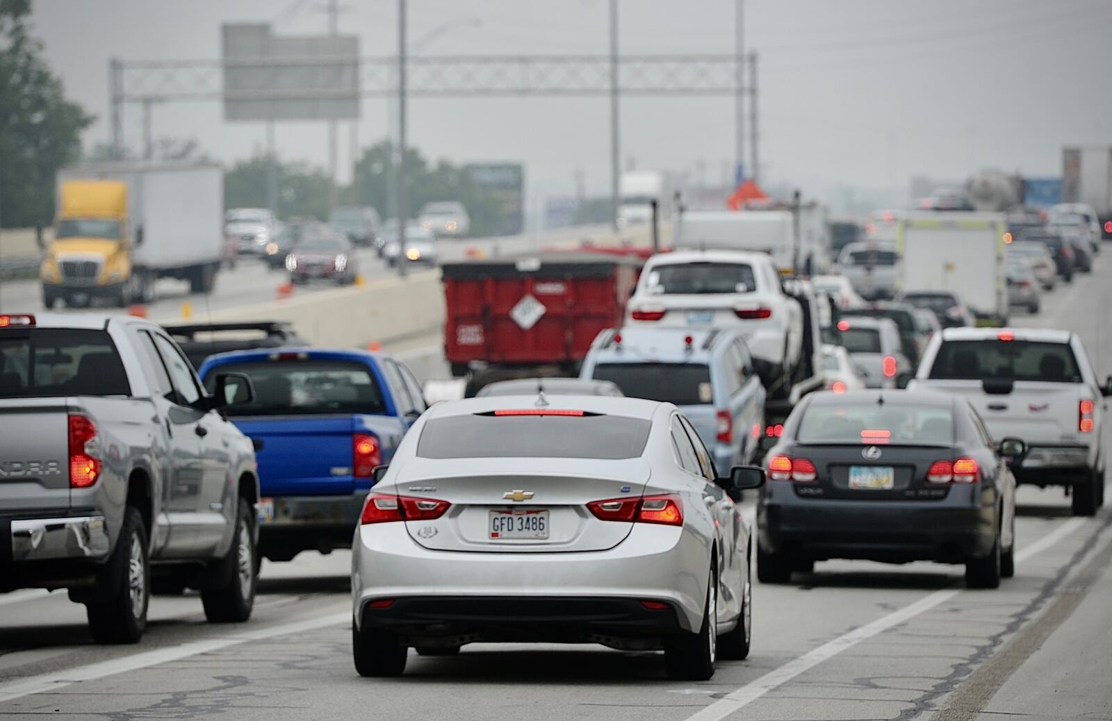 Traffic stacks up on southbound 75 outside of Dayton. MARSHALL GORBY \STAFF
