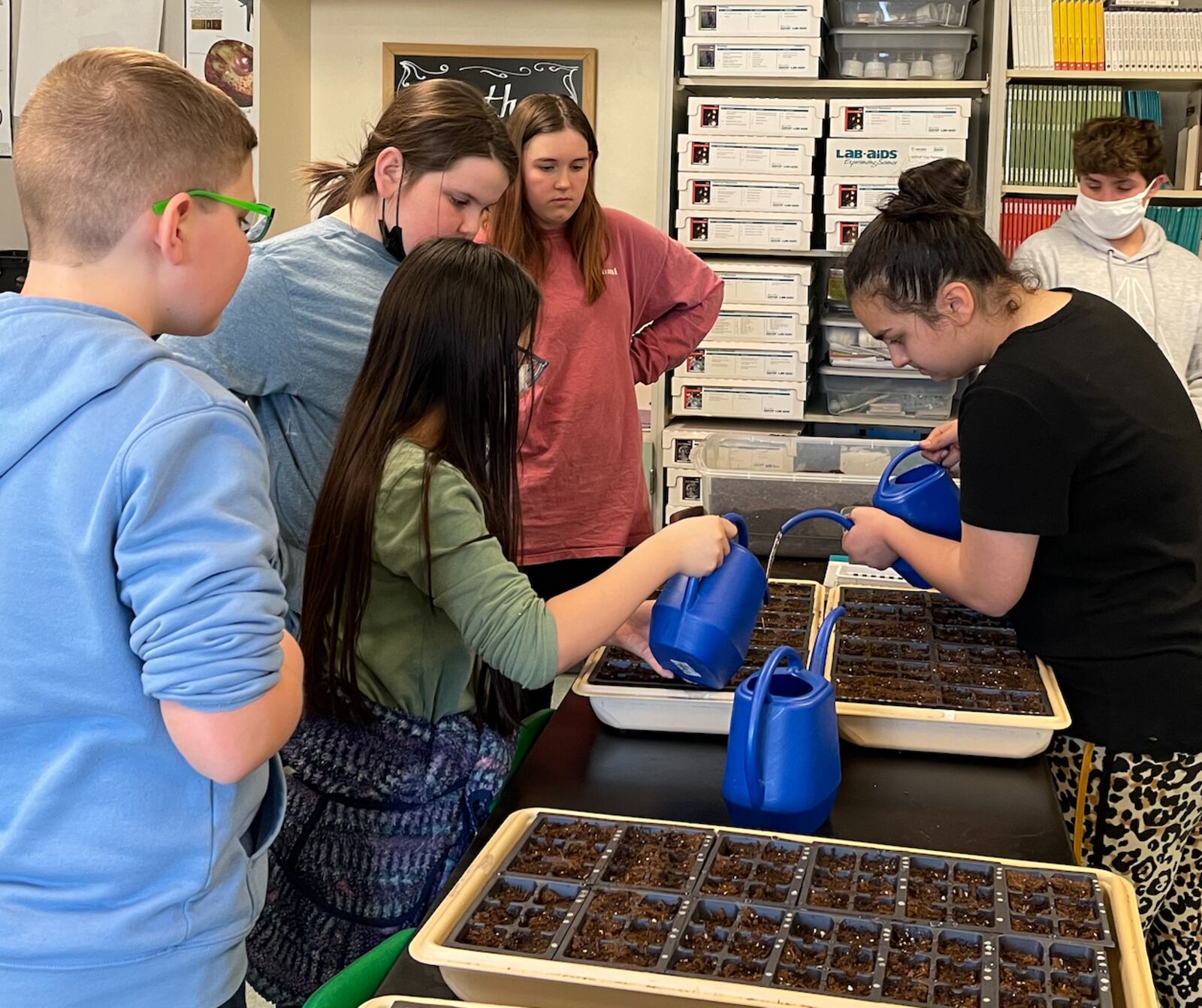 Earth Club members at Talawanda Middle School planted tomato seeds as a project to raise money for the school’s garden efforts. The students harvested the tomatoes and sold them to school staff members, raising $200 for the project. CONTRIBUTED