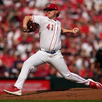 Cincinnati Reds pitcher Andrew Abbott throws during the second inning of an opening-day baseball game against the Boston Red Sox in Cincinnati, Thursday, March 26, 2026. (AP Photo/Carolyn Kaster)