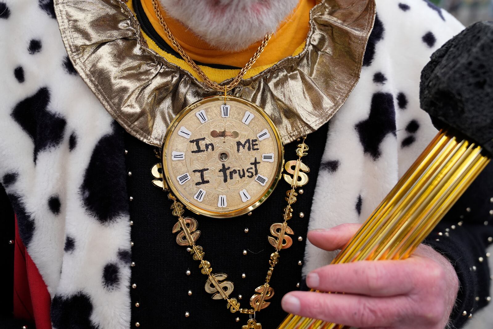 Jim Plunkett takes part in the "No Kings" protest, Saturday, June 14, 2025, in Portland, Ore. (AP Photo/Jenny Kane)