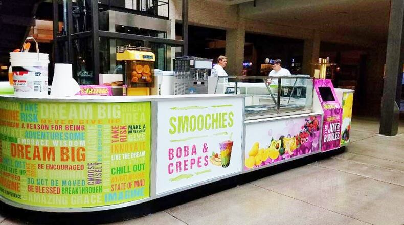Smoochies Boba & Crepes will open by November inside The Foundry at Liberty Center. The new business will serve smoochies, a nickname for fresh fruit smoothies served with boba, or bubble tea served with tapioca pearls. CONTRIBUTED