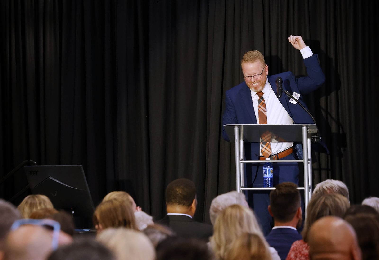 William Sprankles, CEO and Superintendent of Butler Tech, speaks during Hamilton's State of the City event Wednesday, Oct. 1, 2025 at COhatch Hamilton. NICK GRAHAM/STAFF