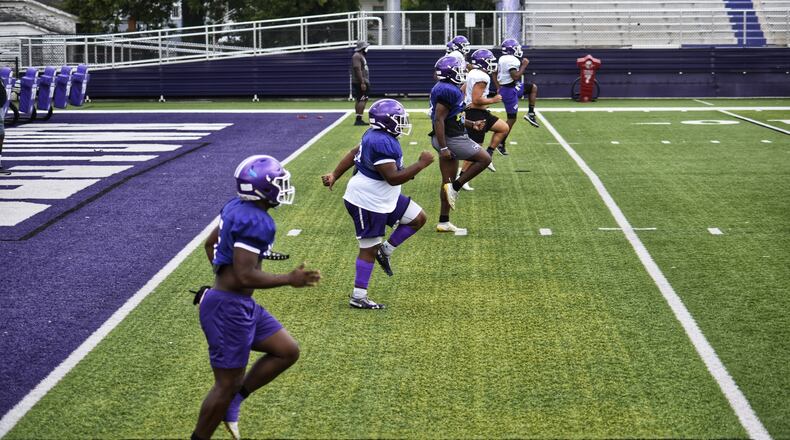 After missing 42 practices because the district suspended extra-curricular activities due to the coronavirus, Middletown High School football players returned to practice last week. The Middies open the season Friday at Fairfield. NICK GRAHAM/STAFF