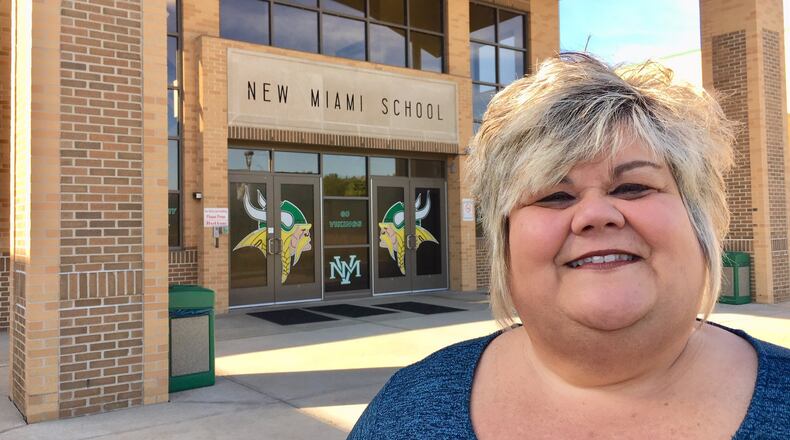 Rhonda Parker, superintendent of Butler County’s New Miami Schools, says the district’s recent rise from a “D” to a “C” in the state’s education report cards is promising but added the tiny district isn’t satisfied yet with more progress on the way. The 700-student district is the smallest in the county and southwest Ohio. (Photo by Michael D. Clark/Journal-News)