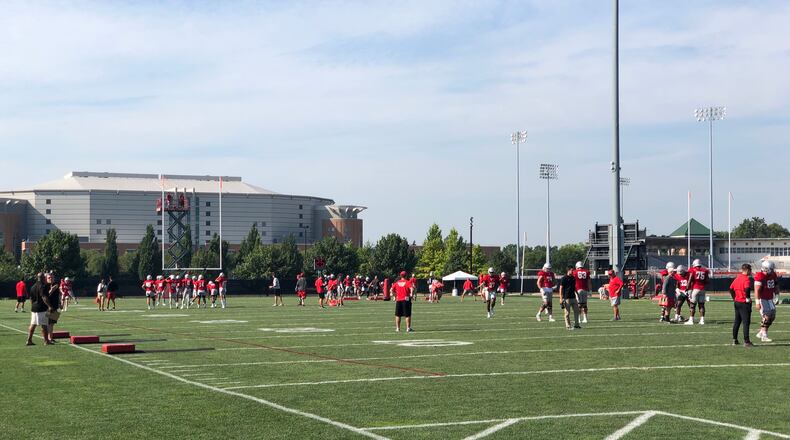 Ohio State opened part of its preseason practice to reporters Tuesday morning in Columbs. (Photo: Marcus Hartman/CMG Ohio)