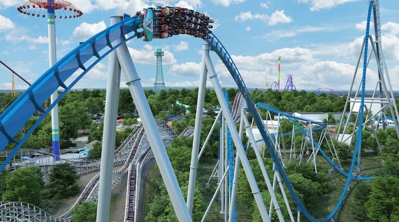 Kings Island officials this week announced the amusement park will next year feature one of the few “Giga” roller coasters in America. The massive and tall coaster already has fans around the world excited, say officials. A Giga coaster is defined as one with a height or drop between 300 to 399 feet, according to park officials. Currently there are only six Giga roller coasters in the world and the Kings Island version of the thrill ride will be only the fourth such coaster in America when it opens next year. (File photo/Journal-News)