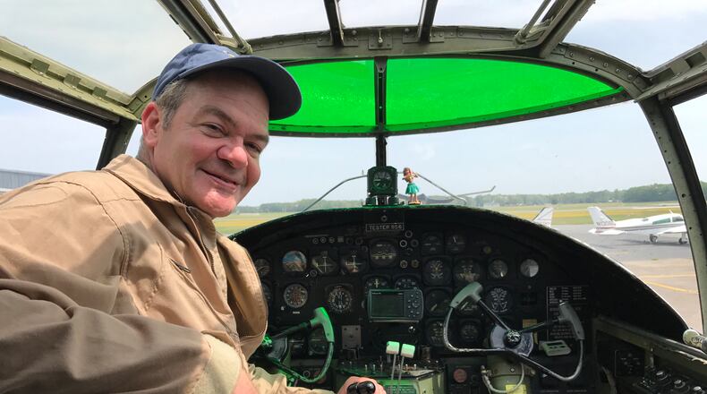 The Cincinnati War Birds and Champaign Aviation Museum will have on display its B-25 bomber called Champaign Gal at the Butler County Airport from 9 a.m. to 5 p.m. on Saturday, Aug. 19, 2023. Admission is free, but cockpit tours are $5 per person. Pictured is Terry Senger, of Fairfield and volunteer at the museum in the cockpit. PROVIDED.